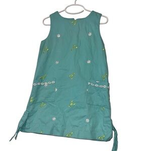 Lilly Pulitzer white label Turquoise shift Dress lobster floral Embroidery sz 6